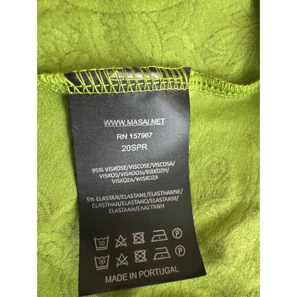 Masai Green Floral Print Dress womens size Medium short sleeve knit - Picture 6 of 7